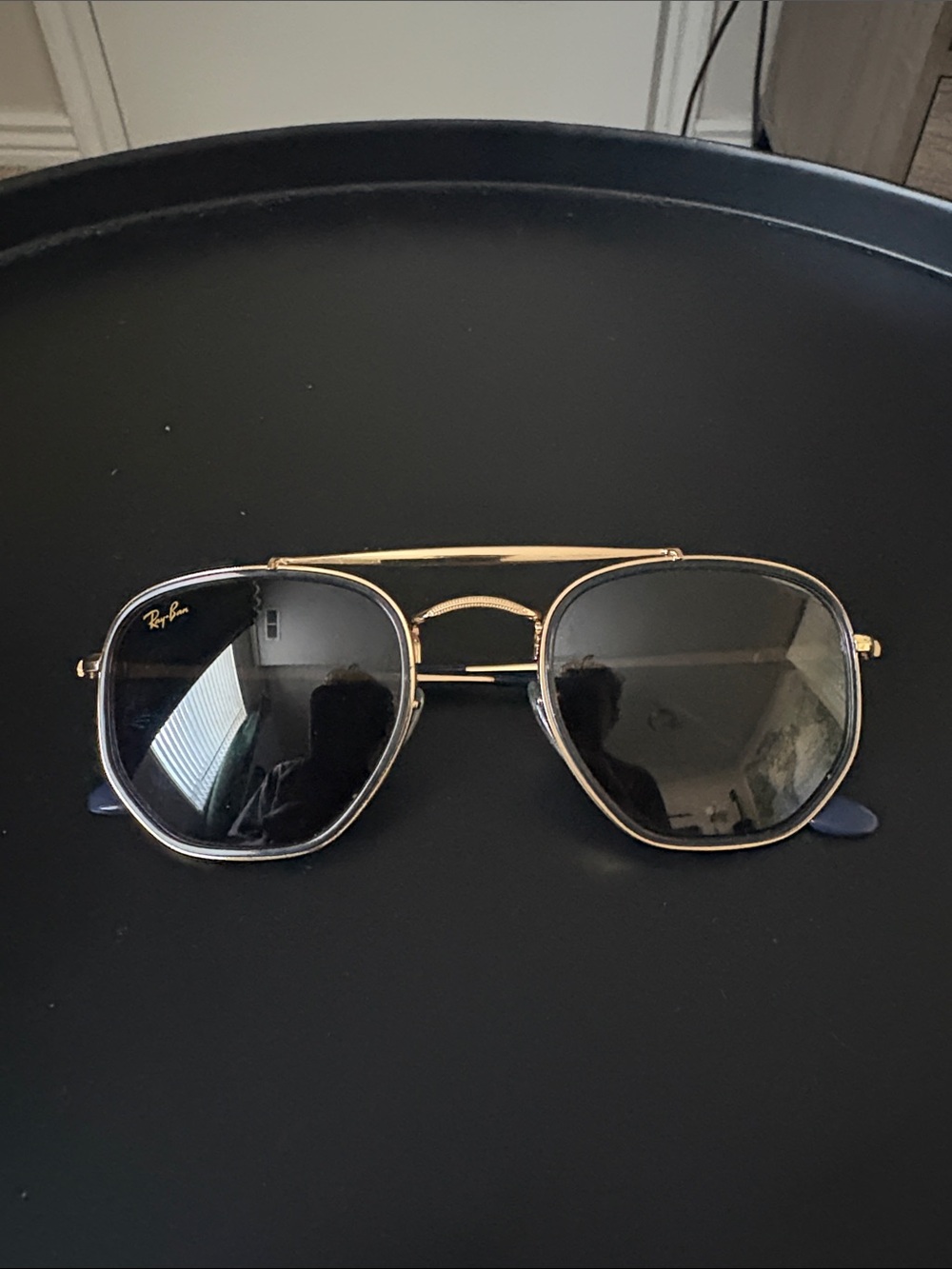 Ray-Ban Gold Frame Sunglasses with Black Lenses